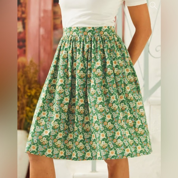 Mod Cloth More Than Charming Green Floral Midi Skirt Mother Nature Cotton 1X - Picture 6 of 8
